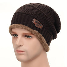 Load image into Gallery viewer, Fashion Knitted Winter Hats For Men Thick and Warm Men Winter Hat Black Autumn Beanie Hat Men Wool Ski Hats Beanies Bonnet 2019