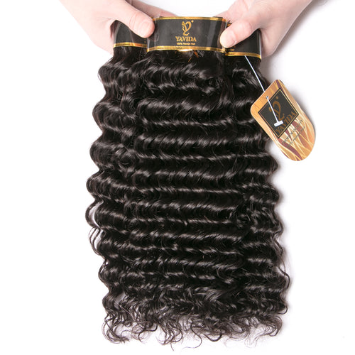 Indian Deep Wave Hair Bundles 100% Human Virgin  Hair Weave Bundles Weaver