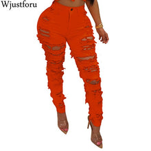Load image into Gallery viewer, Women&#39;s Skinny Ripped Jeans Casual  Denim Cotton