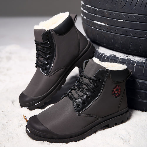 Men's winter boots Plus Size 45 Snow boots Waterproof Ankle Boots for Boys Lace Up Short Plush warm shoes Comfortable