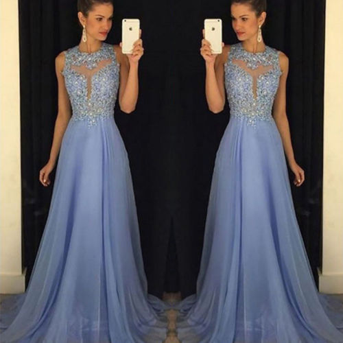 Ladies Sleeveless Patchwork Sundress Long Formal Dress Party Ball Gown Dress Lace Brief