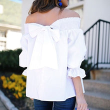 Load image into Gallery viewer, Sexy Off Shoulder Strapless Blouse Women Bowknot Tops Slash Neck  Loose