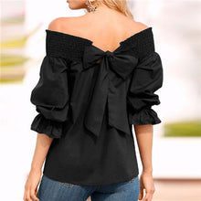 Load image into Gallery viewer, Sexy Off Shoulder Strapless Blouse Women Bowknot Tops Slash Neck  Loose
