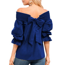 Load image into Gallery viewer, Sexy Off Shoulder Strapless Blouse Women Bowknot Tops Slash Neck  Loose