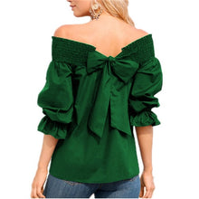 Load image into Gallery viewer, Sexy Off Shoulder Strapless Blouse Women Bowknot Tops Slash Neck  Loose