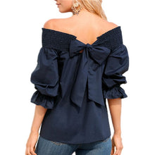 Load image into Gallery viewer, Sexy Off Shoulder Strapless Blouse Women Bowknot Tops Slash Neck  Loose