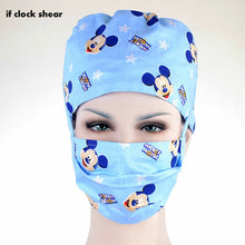 Load image into Gallery viewer, Unisex surgical caps Dentistry doctor nurse caps cotton breathable print adjustable pet hospital work hats beauty pharmacy hats