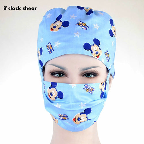 Unisex surgical caps Dentistry doctor nurse caps cotton breathable print adjustable pet hospital work hats beauty pharmacy hats