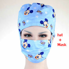 Load image into Gallery viewer, Unisex surgical caps Dentistry doctor nurse caps cotton breathable print adjustable pet hospital work hats beauty pharmacy hats