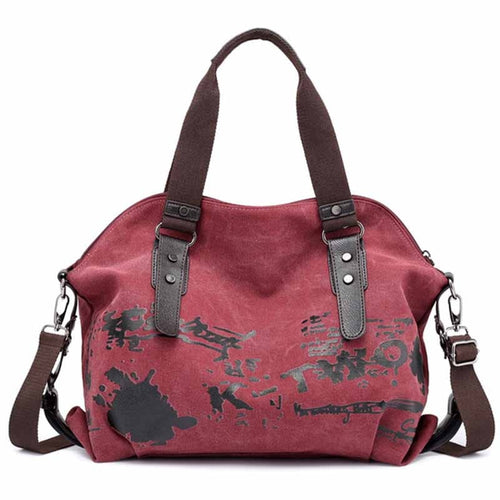 Vintage Graffiti Canvas Handbags Women's Shoulder Bags Designer Female Shoulder messenger Bags Ladies Totes Fashion Large Bag