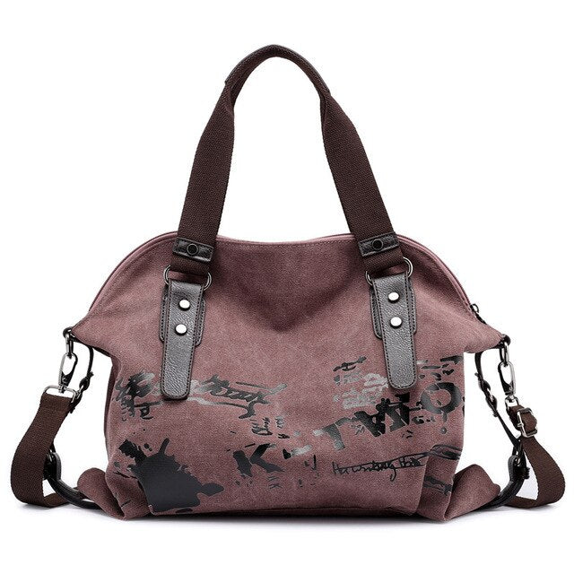 Vintage Graffiti Canvas Handbags Women's Shoulder Bags Designer Female Shoulder messenger Bags Ladies Totes Fashion Large Bag