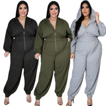 Load image into Gallery viewer, Jumpsuit Plus Size Women Clothing  Solid  Zipper Straight Loose Rompers