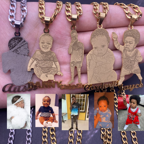 Gold Plated   Personal Photo Picture  Nameplate Pendent