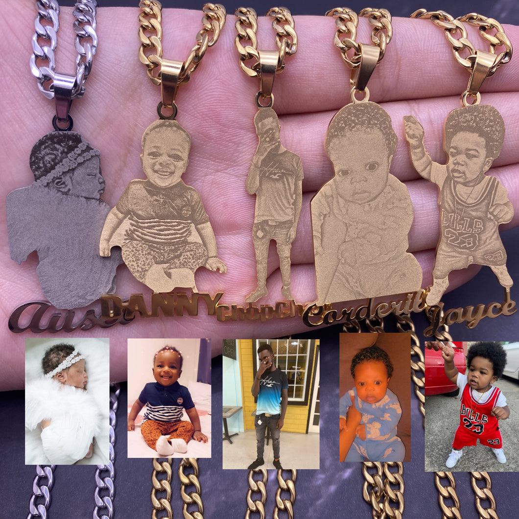 Gold Plated   Personal Photo Picture  Nameplate Pendent