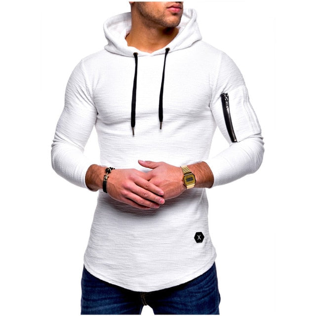 Fashion Men's T-shirts Hoodie Slim Fit Casual
