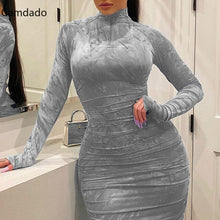 Load image into Gallery viewer, Women&#39;s Bodycon Sexy Tight Female Clothing  Plus Size 5XL Dress 2021 Pleated Elegant Long Sleeve Party Dresses for women