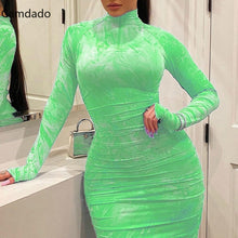 Load image into Gallery viewer, Women&#39;s Bodycon Sexy Tight Female Clothing  Plus Size 5XL Dress 2021 Pleated Elegant Long Sleeve Party Dresses for women