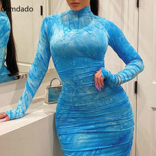 Load image into Gallery viewer, Women&#39;s Bodycon Sexy Tight Female Clothing  Plus Size 5XL Dress 2021 Pleated Elegant Long Sleeve Party Dresses for women