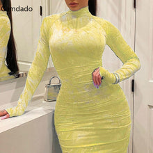 Load image into Gallery viewer, Women&#39;s Bodycon Sexy Tight Female Clothing  Plus Size 5XL Dress 2021 Pleated Elegant Long Sleeve Party Dresses for women