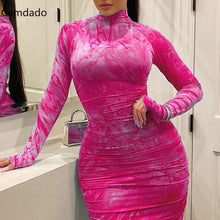 Load image into Gallery viewer, Women&#39;s Bodycon Sexy Tight Female Clothing  Plus Size 5XL Dress 2021 Pleated Elegant Long Sleeve Party Dresses for women