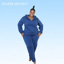 Load image into Gallery viewer, Plus Size Women Clothing Zip Up Hoodie Pockets Two Piece Set Casual Sweatsuit Joggers Pants Sets Wholesale Items Dropshipping