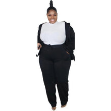 Load image into Gallery viewer, Plus Size Women Clothing Zip Up Hoodie Pockets Two Piece Set Casual Sweatsuit Joggers Pants Sets Wholesale Items Dropshipping