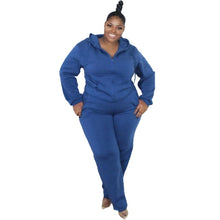 Load image into Gallery viewer, Plus Size Women Clothing Zip Up Hoodie Pockets Two Piece Set Casual Sweatsuit Joggers Pants Sets Wholesale Items Dropshipping