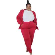 Load image into Gallery viewer, Plus Size Women Clothing Zip Up Hoodie Pockets Two Piece Set Casual Sweatsuit Joggers Pants Sets Wholesale Items Dropshipping