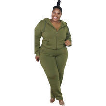 Load image into Gallery viewer, Plus Size Women Clothing Zip Up Hoodie Pockets Two Piece Set Casual Sweatsuit Joggers Pants Sets Wholesale Items Dropshipping