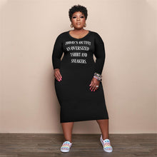 Load image into Gallery viewer, Women Clothing Letter Print Elegant Midi Dress Fall Stretchy Long Sleeve Sport Dress Wholesale Dropshipping