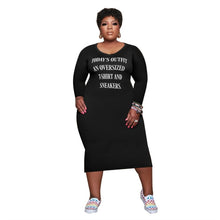 Load image into Gallery viewer, Women Clothing Letter Print Elegant Midi Dress Fall Stretchy Long Sleeve Sport Dress Wholesale Dropshipping