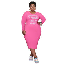Load image into Gallery viewer, Women Clothing Letter Print Elegant Midi Dress Fall Stretchy Long Sleeve Sport Dress Wholesale Dropshipping