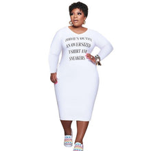 Load image into Gallery viewer, Women Clothing Letter Print Elegant Midi Dress Fall Stretchy Long Sleeve Sport Dress Wholesale Dropshipping