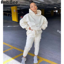 Load image into Gallery viewer, Plus Size Pant Sets Women Tracksuit Loose Hoodies + Straight Pockets Sweatpants Two Piece Set Sporty Casual Clothing