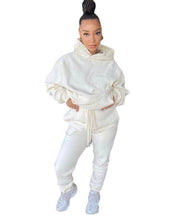 Load image into Gallery viewer, Plus Size Pant Sets Women Tracksuit Loose Hoodies + Straight Pockets Sweatpants Two Piece Set Sporty Casual Clothing