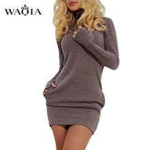 Load image into Gallery viewer, Women Long Sleeve Thumb Out Dress With Pockets  Great Fall Dress Gray/Purple S-XL