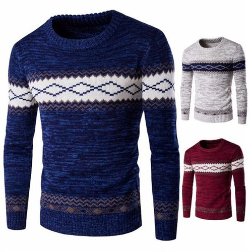 Men's Fashion Sweater Casual Striped Men O-Neck Pullovers Knitted