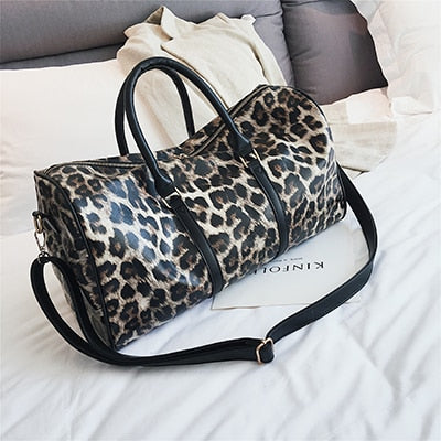 Women Leather Travel Bag 2018 Leopard Woman Hand Bag Travel New Beauty Lady Shoulder Bags Big Capacity Crossbody bags New hot