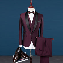Load image into Gallery viewer, Men&#39;s 3 Piece Business Suit Shawl Collar Jacket, Vest Pants