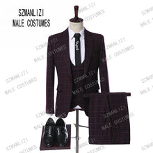 Load image into Gallery viewer, Men&#39;s High Quality 3 Piece Plaid Suits