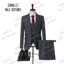 Load image into Gallery viewer, Men&#39;s High Quality 3 Piece Plaid Suits