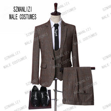 Load image into Gallery viewer, Men&#39;s High Quality 3 Piece Plaid Suits