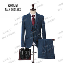 Load image into Gallery viewer, Men&#39;s High Quality 3 Piece Plaid Suits