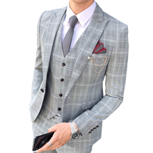 Load image into Gallery viewer, Men&#39;s 3 Piece Business Suit Plaid