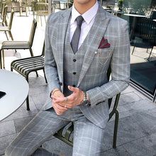 Load image into Gallery viewer, Men&#39;s 3 Piece Business Suit Plaid