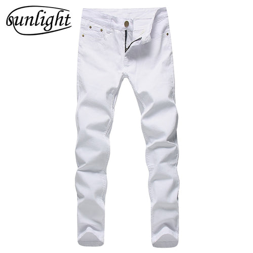 Men Stretch Jeans Fashion White Denim