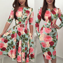 Load image into Gallery viewer, Women Large Flower Print  Dress