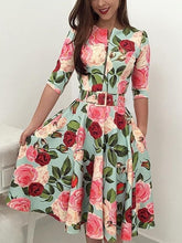 Load image into Gallery viewer, Women Large Flower Print  Dress