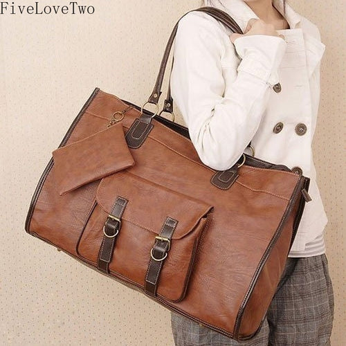 FiveLoveTwo Vintage Women PU Leather Large Bags Shoulder Handbag Travel Tote Purse Book Bags